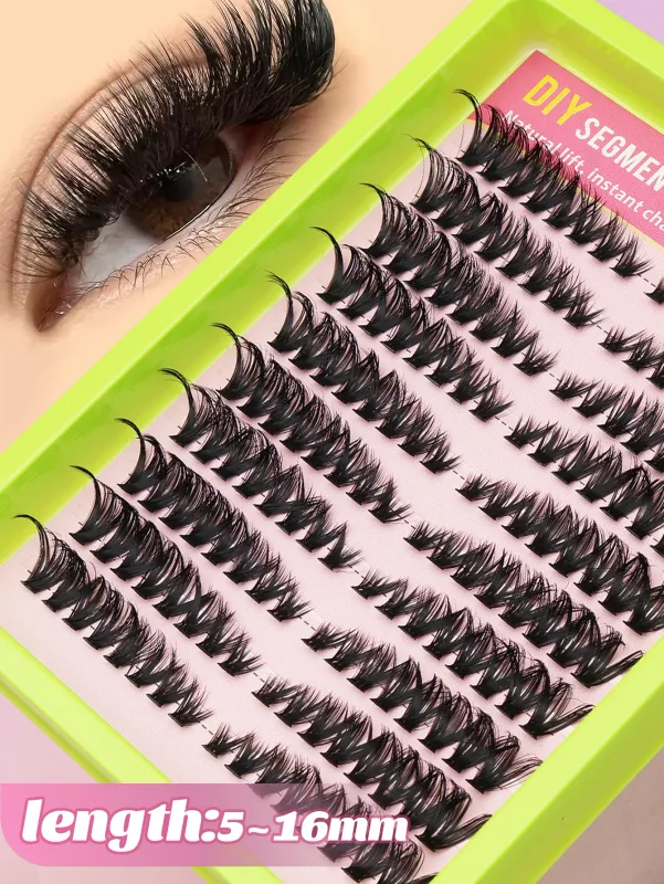 Cat Eye 16 שורות Cluster Lashes 406080100P מעורב עשה זאת בעצמך ריסים בודדים מגש עבה עשה זאת בעצמך הארכת ריסים ריסים נפח Wispy — image 12