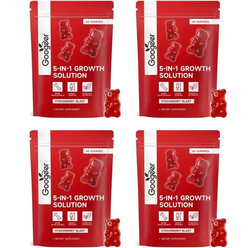 Googeer 5-IN-1 Growth Solution Gummies for Bone Development & Height Support Vitamin D3 K2 Calcium Strawberry Blast 60 Gummies — image 8