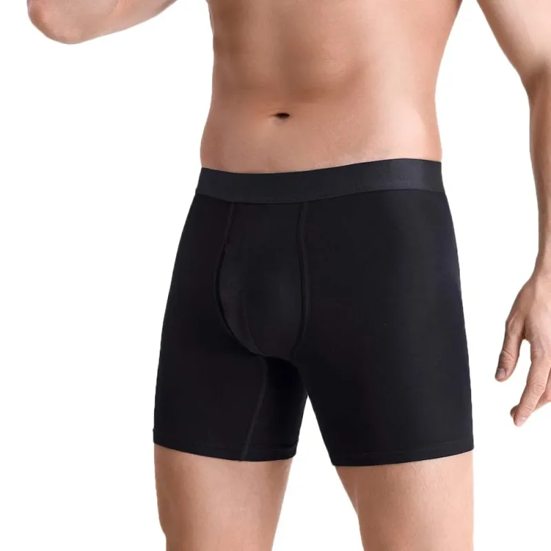8Pcs Boxers Man Black Long Boxer Short Breathable Men's Underpants 3D Cutting U Pouch Design Man Clothes Plus Size Man Underwear — image 7
