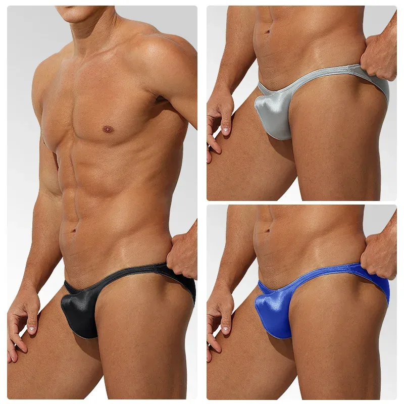 Low Waist Ice Silk Satin Men's Underwear Tight Fit Sport StyleJJ Boosting Luxury Sensual Briefs Youth Nylon Spandex — image 15