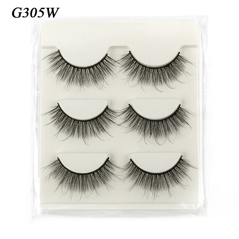 Faux Cils 3 זוגות ריסים מלאכותיים טבעיים ארוכים 3D מינק ריסי מינק רכים רכים מלוכלכים בעבודת יד ריסים מזויפים כלי איפור עיניים Maquiagem — image 29