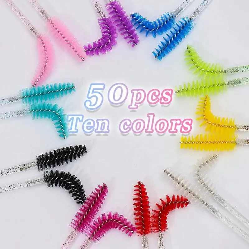 50 τμχ Crystal Eyelashes Brush Cob Αναλώσιμος βλεφαρίδες μιας χρήσης Extension Mascara Wands Makeup Professional Makeup Beauty Tool — image 9