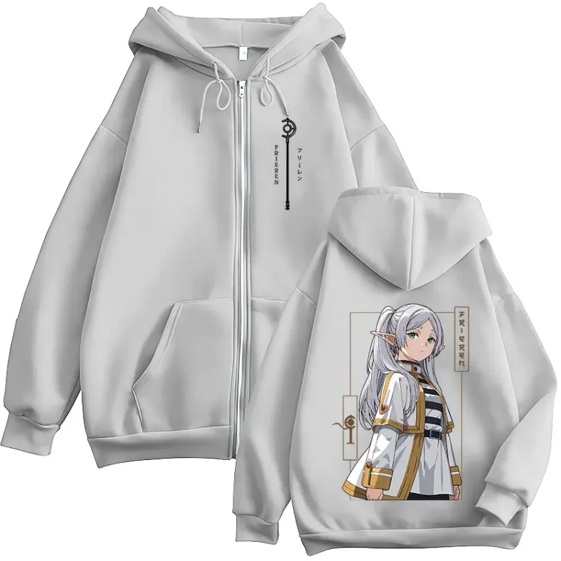 Anime Frieren: au-delà de la fin du voyage sweat à capuche pour homme femmes vêtements mode Harajuku sweat à capuche zippé vestes manteaux — image 7