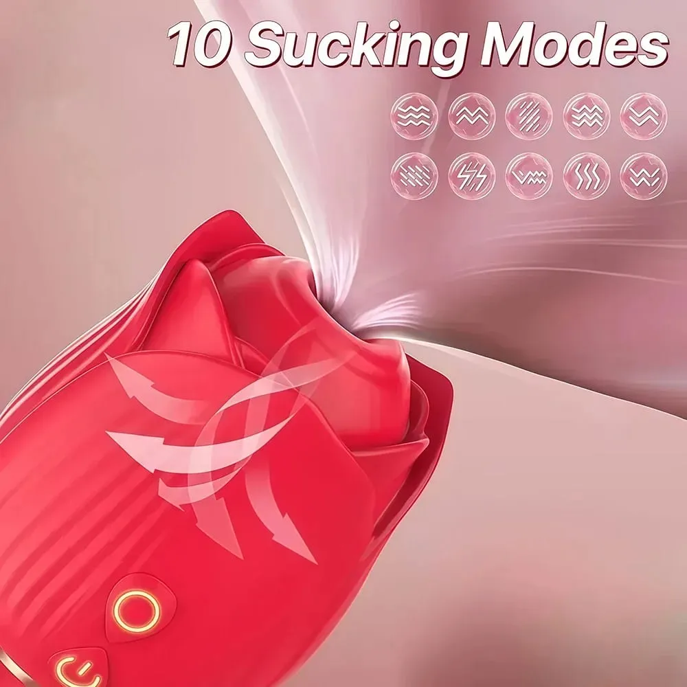 Rose 3in1 Sucker Vibrator για γυναίκες Τηλεσκοπικός διεγέρτης κλειτορίδας Dildo Licking Vagina Massager Masturbator Παιχνίδια σεξ για γυναίκες