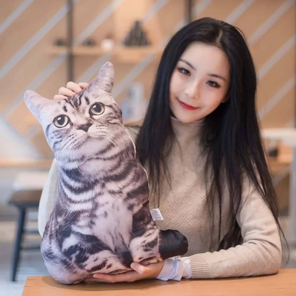 Plüss valósághű 3D macskababa puha rajzfilm szimuláció macska plüss párna töltött Kawaii plüss állatok játékpárna gyerekeknek lányoknak
