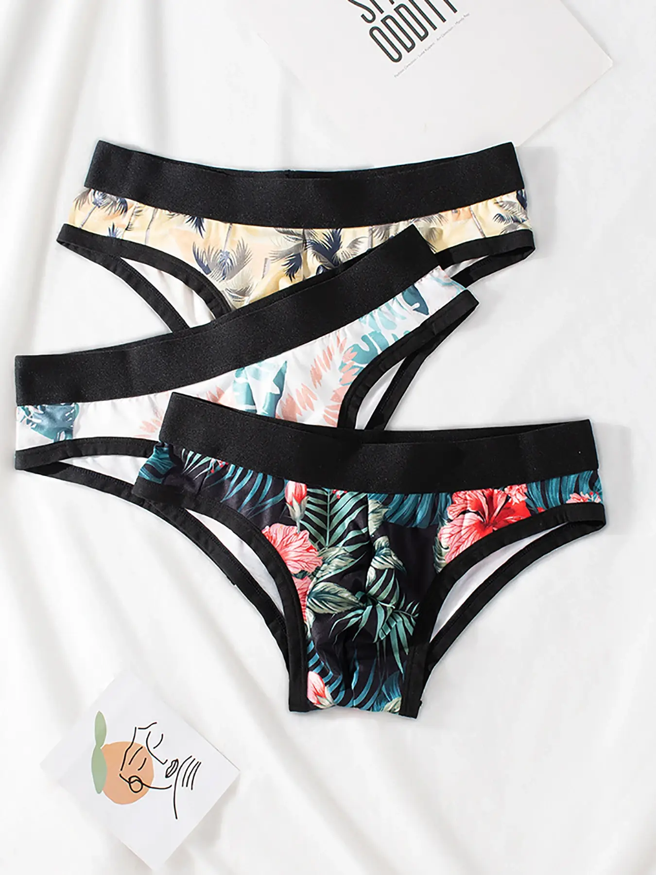 3PCS Men's Underwear Trend Printed Ice Silk Men's Triangle Briefs New Fashion Printed Triangle Briefs Comfortable Briefs — image 6