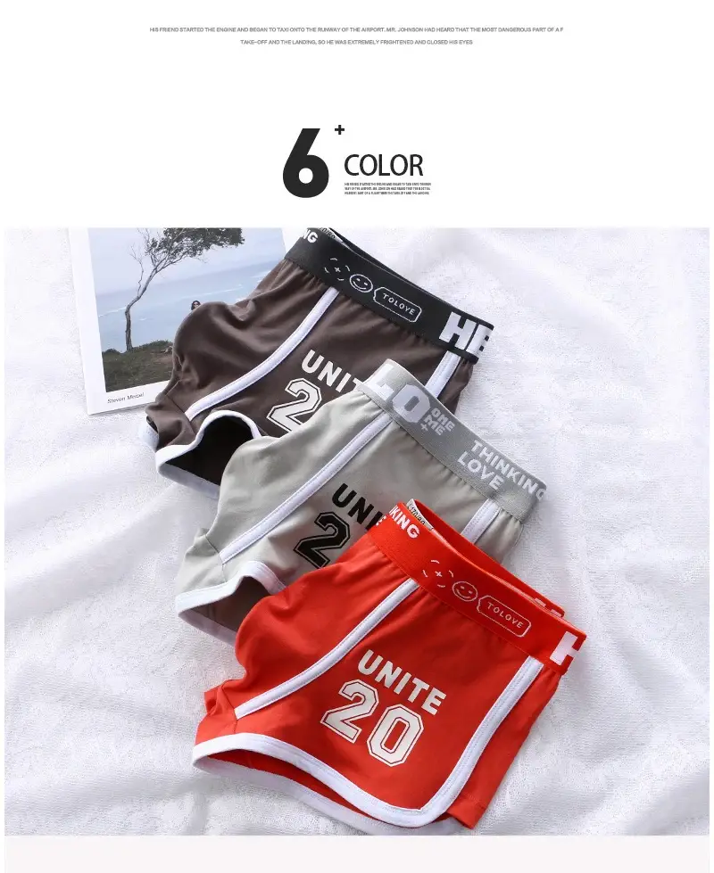 Boxer de sport en coton pour hommes, sous-vêtements surdimensionnés, couleur unie, mode jeunesse, culotte de sport confortable et respirante, 1/3 pièces