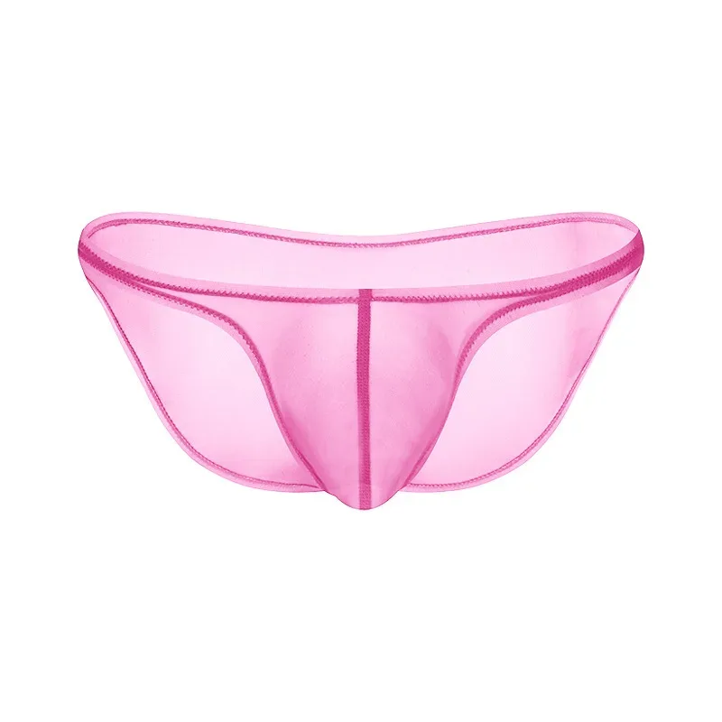 Sexy Mens Underwear Ice Silk Briefs Low Rise Transparent Bikini Panties Breathable Quick Dry Mesh Lightweight Undergarments — image 9