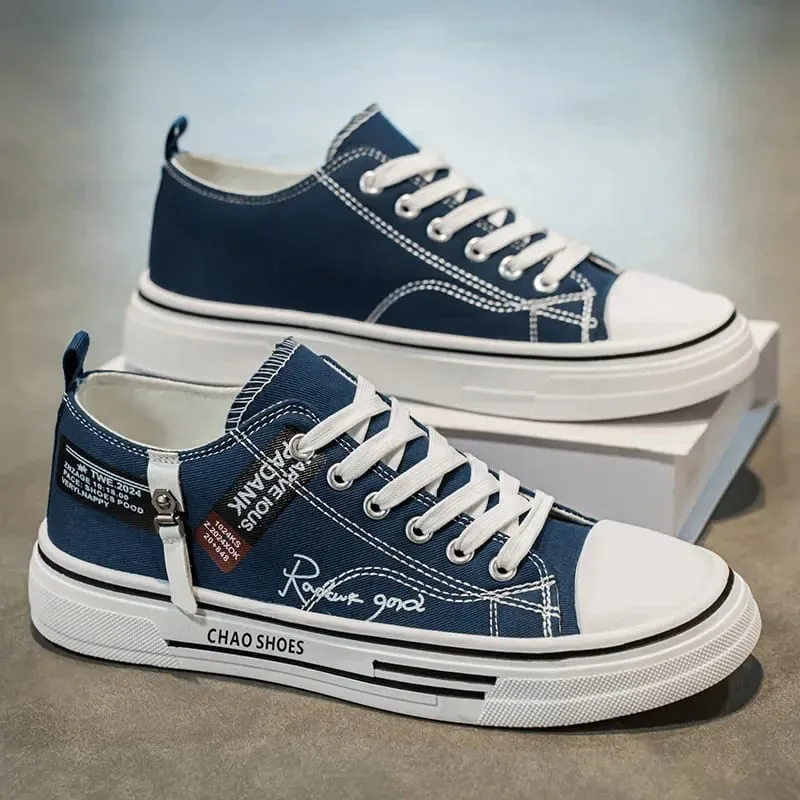 Men's Breathable Canvas Shoes Casual Soft Sole Non-Slip Outdoor Walking Sports Sneakers Fashionable Youth Board Flat Summer Foot — image 5