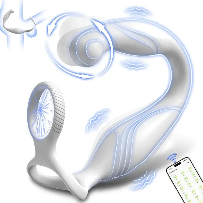 Δαχτυλίδι πέους Cock Rings App Control Vibrator για άνδρες Μασάζ προστάτη Διπλό πρωκτικό δονούμενο πισινό Παιχνίδι πρωκτικού σεξ για άνδρες — image 9
