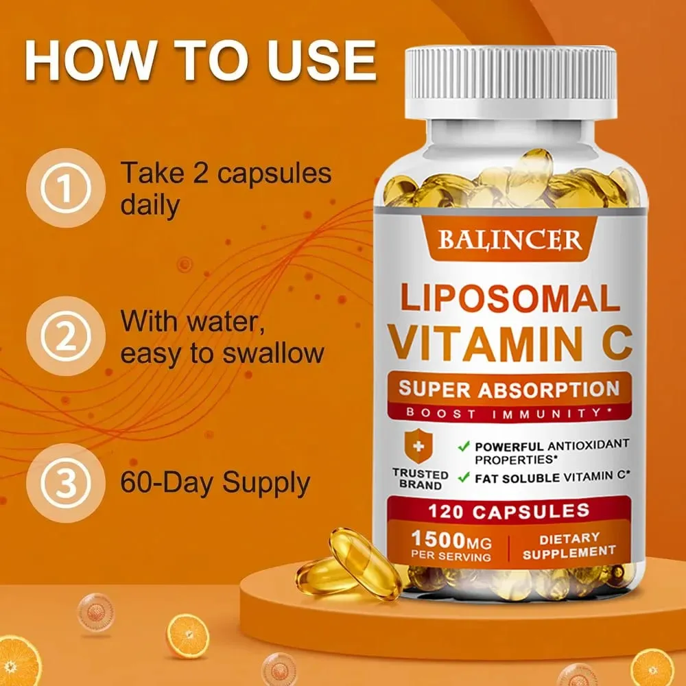 Liposomal Vitamin C Supports Antioxidant Health & Immune Function High Absorption Non-GMO Gluten Free – 120 Capsules — image 6
