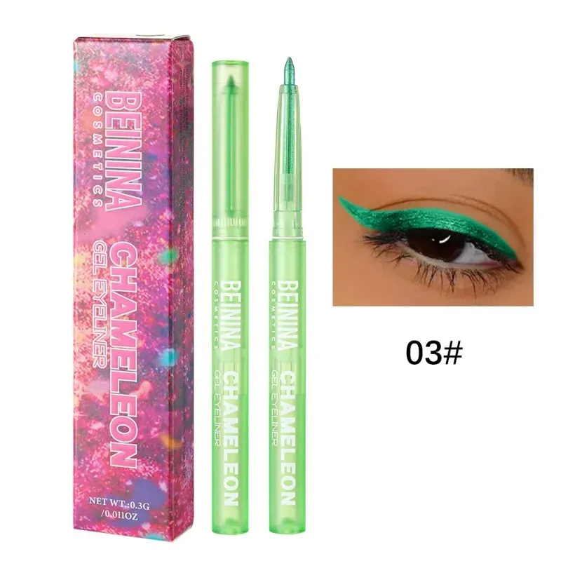 Γυαλιστερό Chameleon Yellow Eyeliner Gel Pen Μεταλλική σκιά ματιών Πολύχρωμο Liner ματιών Pearlescent Polarized Inner Eyes Pigment Μακιγιάζ — image 15