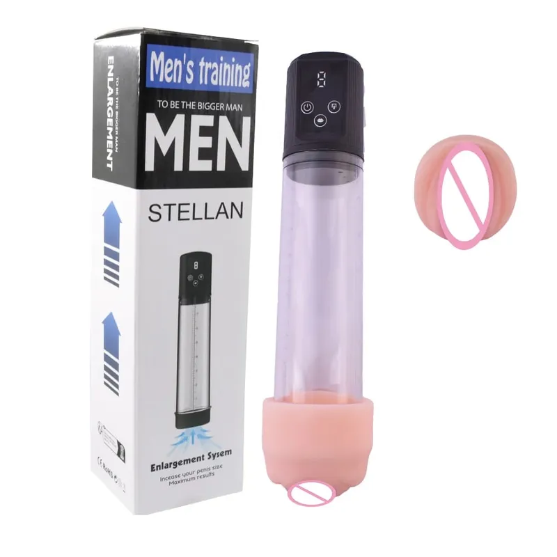 Electric Penis Enlarge Vacuum Pump Adult Sex Toys for Men Dick Erection 9 Pressure Pocket Pussy Rechargeable Male Masturbator