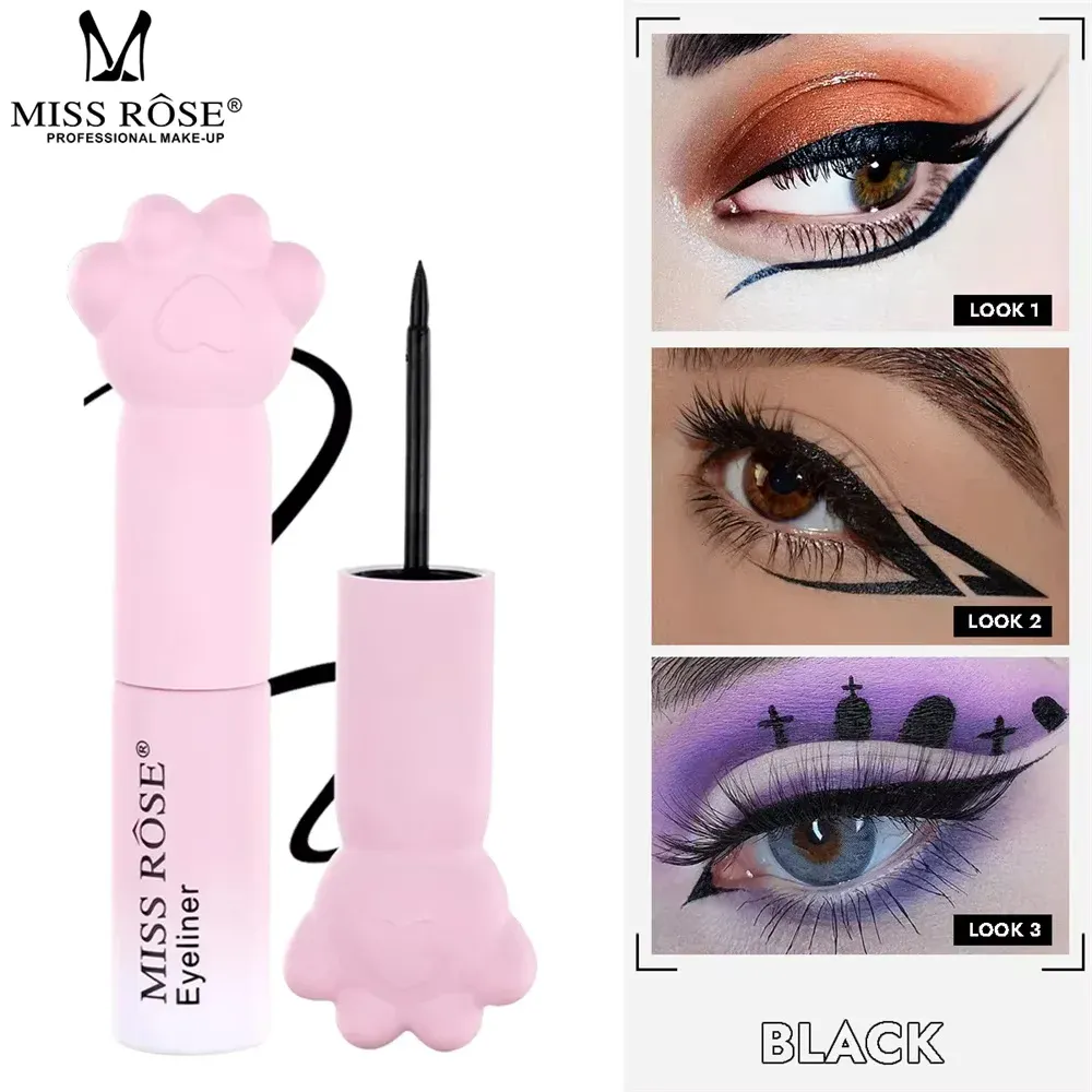 Pink Cat Paw Μαύρο υγρό στυλό ματιών με γρήγορο στέγνωμα Μακιγιάζ με ανθεκτικότητα στη μουτζούρα που κρατά Premium Eye Liner Στυλό ματιών Καλλυντικά — image 2