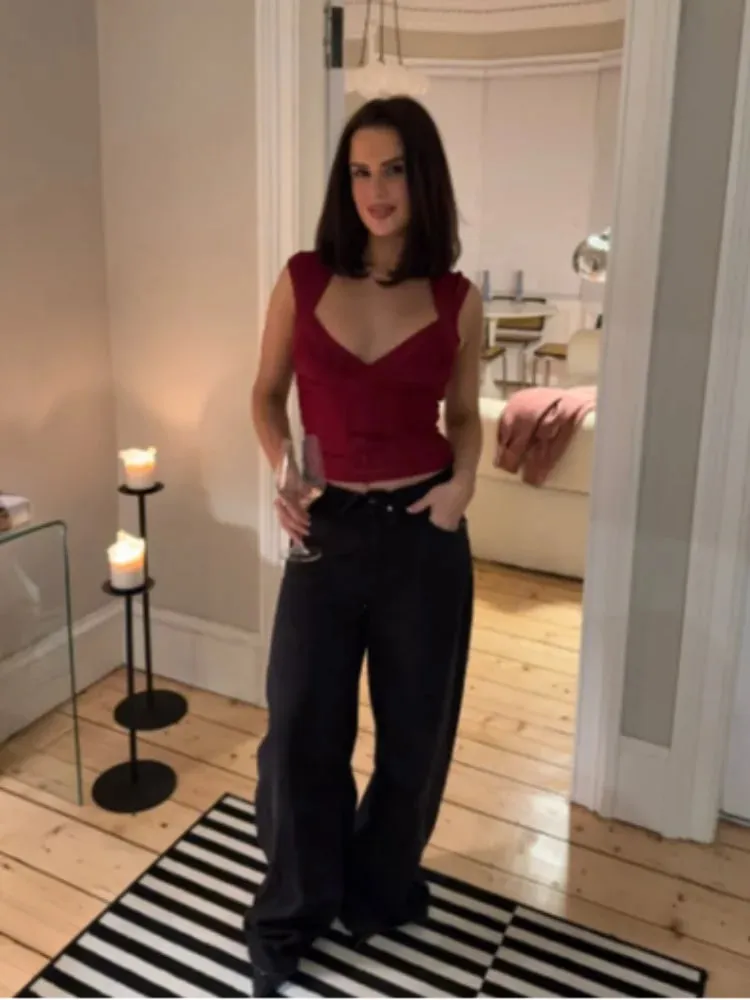 תחבושת מוצקה מסוגננת Cami פסים עליון פסים צווארון מרובע ללא שרוולים Bodycon צמוד אפוד קיץ 2026 חדש שיק מסיבת חופשות בגדי רחוב — image 6