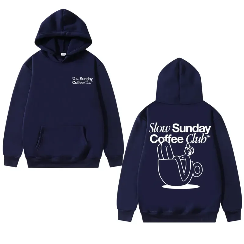 유니섹스 Slow Sunday 커피 클럽 까마귀 풀오버 Funny Meme 빈티지 캐주얼 스트리트웨어 스웨트, 다양한 색상 사용 가능 — image 4