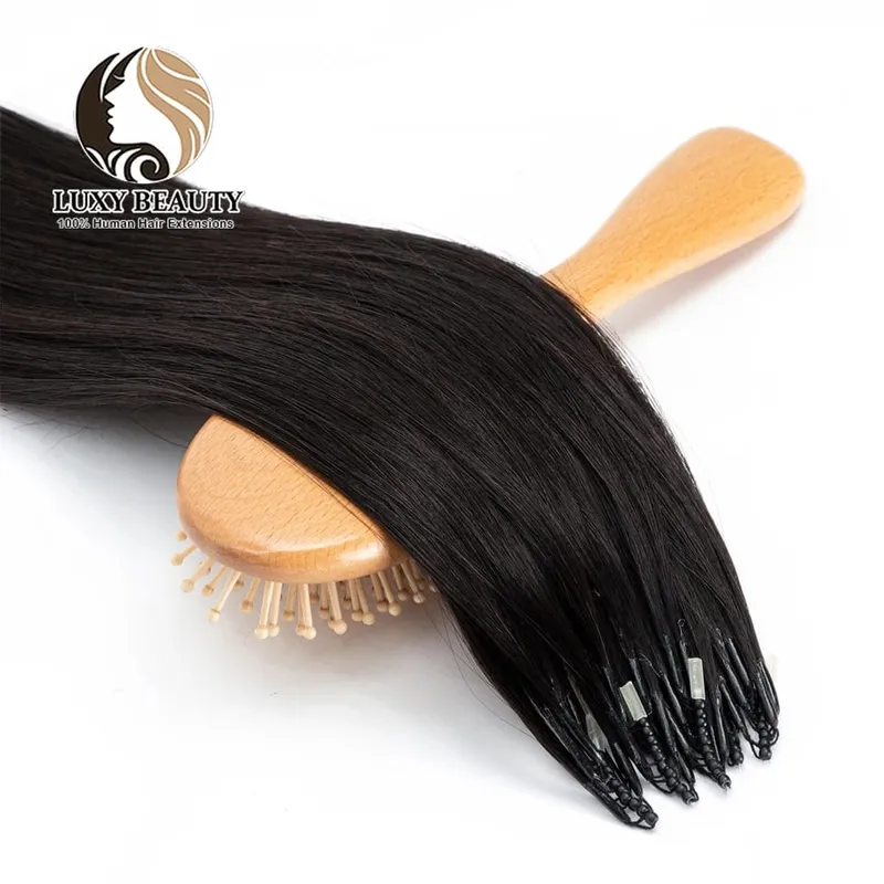 8D Micro Bead Human Hair Extensions Silicone Nano Ring Hair Extension Invisible Mini Silicon Beads Μαύρα καστανά ξανθά ανθρώπινα μαλλιά