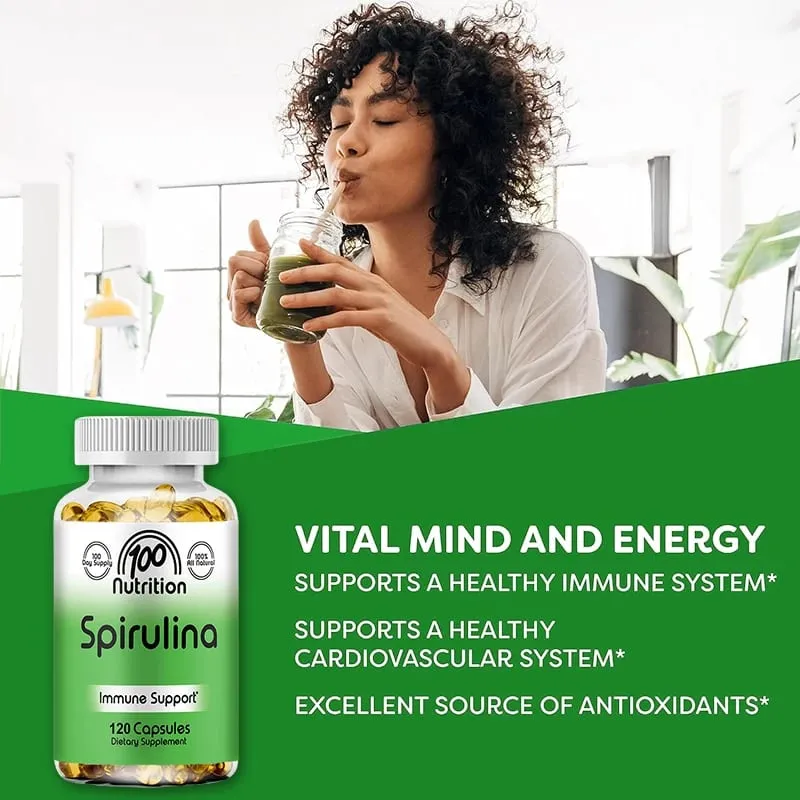 Organic Spirulina 2000 Mg Kiegészítő – segíti a méregtelenítést az immunrendszerben Szív- és érrendszeri antioxidánsok B-vitaminok — image 3