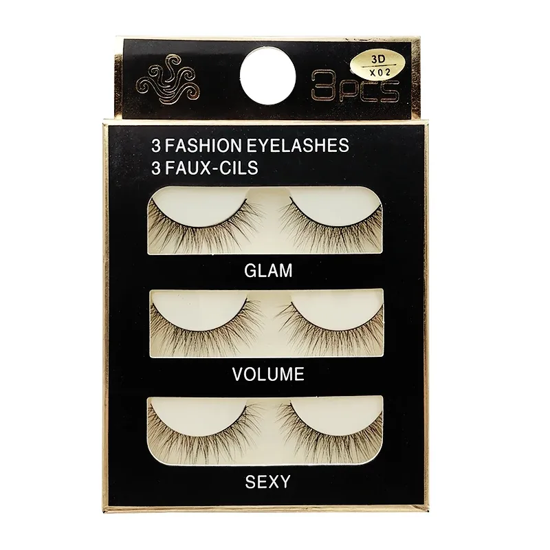 Faux Cils 3 זוגות ריסים מלאכותיים טבעיים ארוכים 3D מינק ריסי מינק רכים רכים מלוכלכים בעבודת יד ריסים מזויפים כלי איפור עיניים Maquiagem — image 11