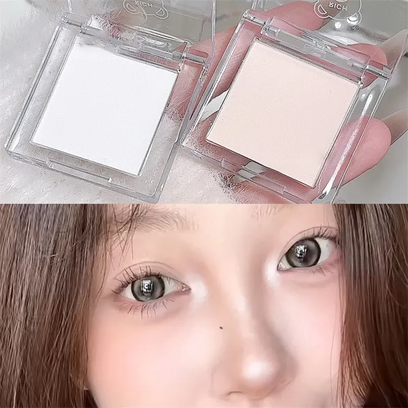 Matte Pure White Face Highlighter Palette Monochrome Pearly Jade Highlighter Eyeshadow Naturally Brightening Contouring Makeup — image 4