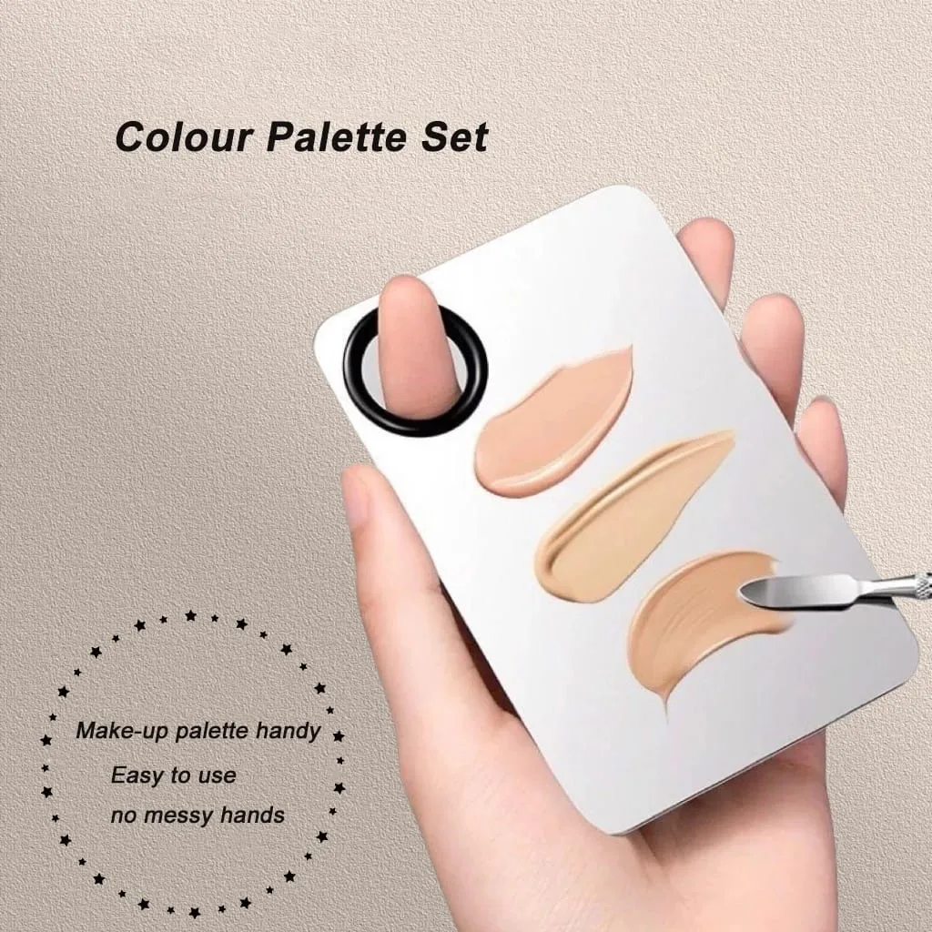 Makeup Mixing Palette Foundation Lipstick Eye Shadow από ανοξείδωτο ατσάλι Mixer Palette with Spatula Mixing Stick Beauty Tools Nail-A