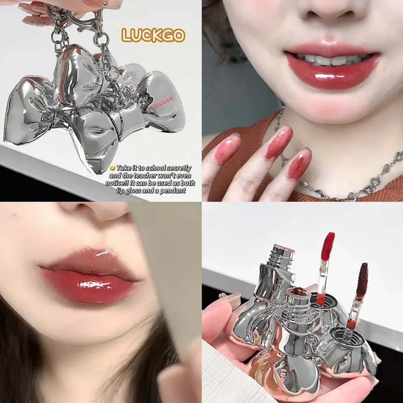 Bowknot Lip Gloss Σετ Νερό Ανοιχτόχρωμα χείλη Υψηλή λάμψη Διαφανές έως οικοδομήσιμο χρώμα καθημερινό καθημερινό μακιγιάζ casual vibe — image 5