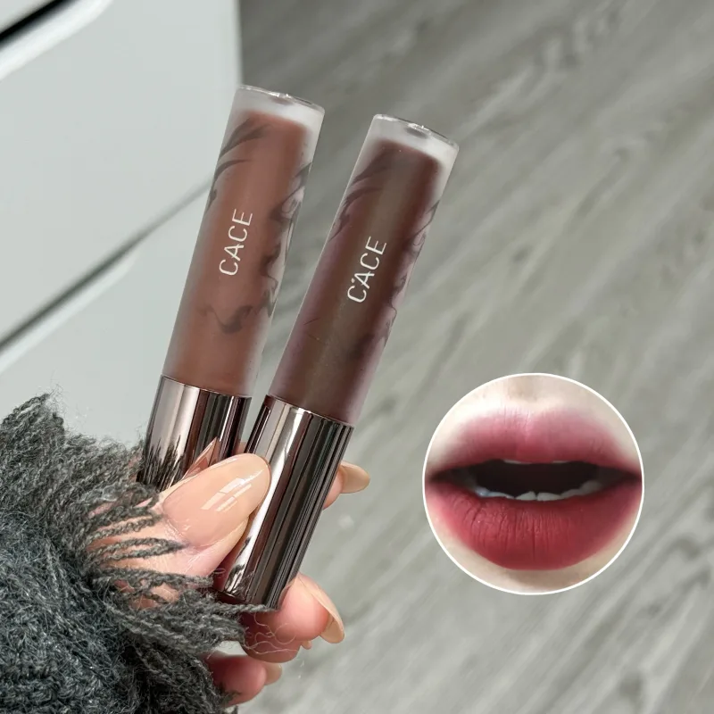 Punk Dark Brown Lip Mud Nude Matte Orange Brown Lip Gloss Raspberry Red Liquid Lipstick Waterproof Non Stick Cup Lip Tint Makeup