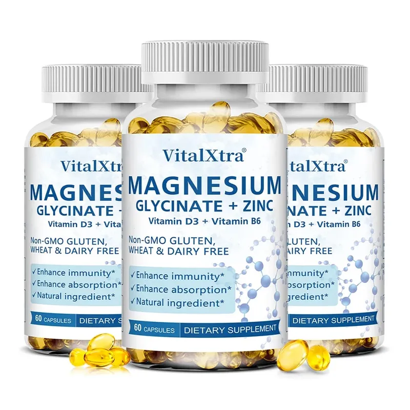 Magnesium Glycinate + Zinc Supplement - Supports Bones Immune System Heart Health Mineral Supplement Helps with Natural Sleep — image 10