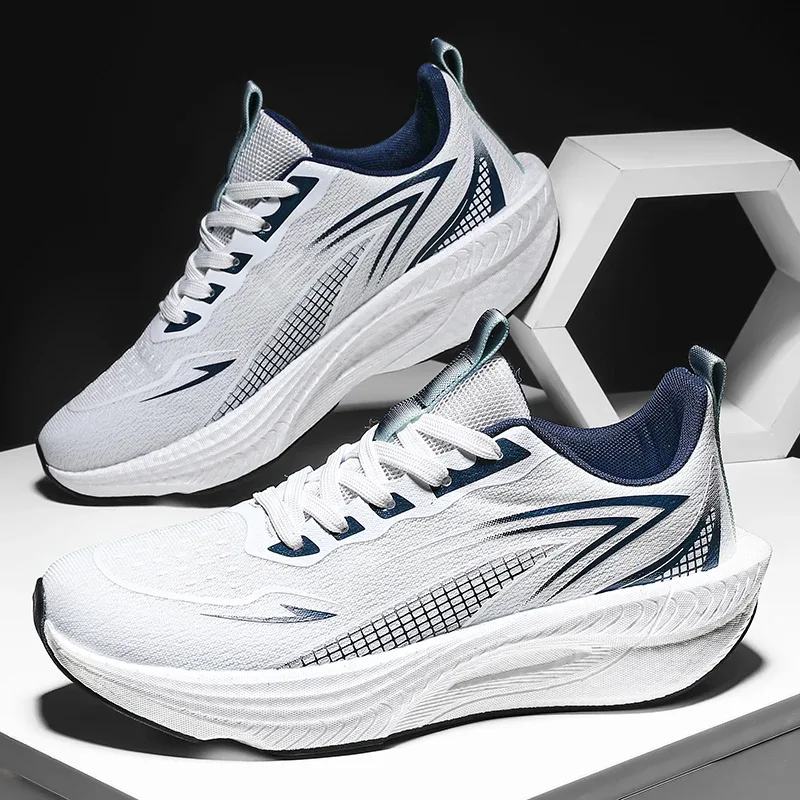 Tênis de corrida masculino leve placa de carbono especialidade maratona esportes respirável caminhada atlético antiderrapante tênis homem — image 5