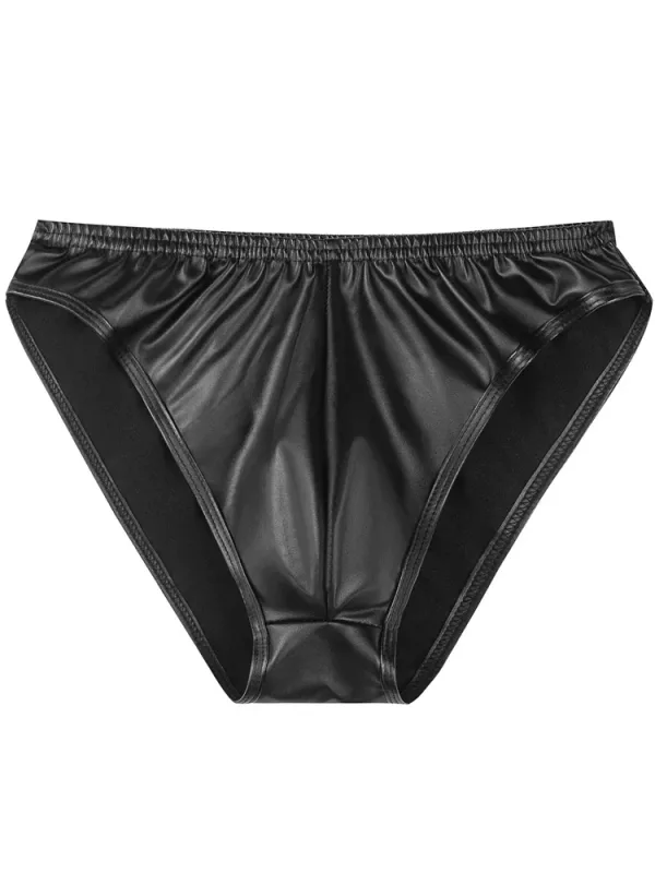 New PU Faux Leather Mens Bikini Briefs Trunks Slips Tights Hot Sexy Underwear Jockstrap Calzoncillos Ropa Panties Tanga Thong — image 6