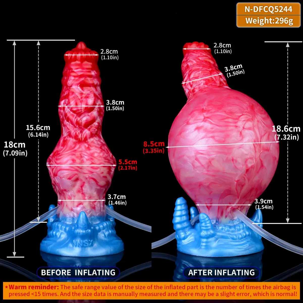 Huge Knot Squirting-Inflatable Dildo with Strong Sucker Silicone Inflat Anal Plug Trainer Beginner Sex Toys for Women Men — image 2