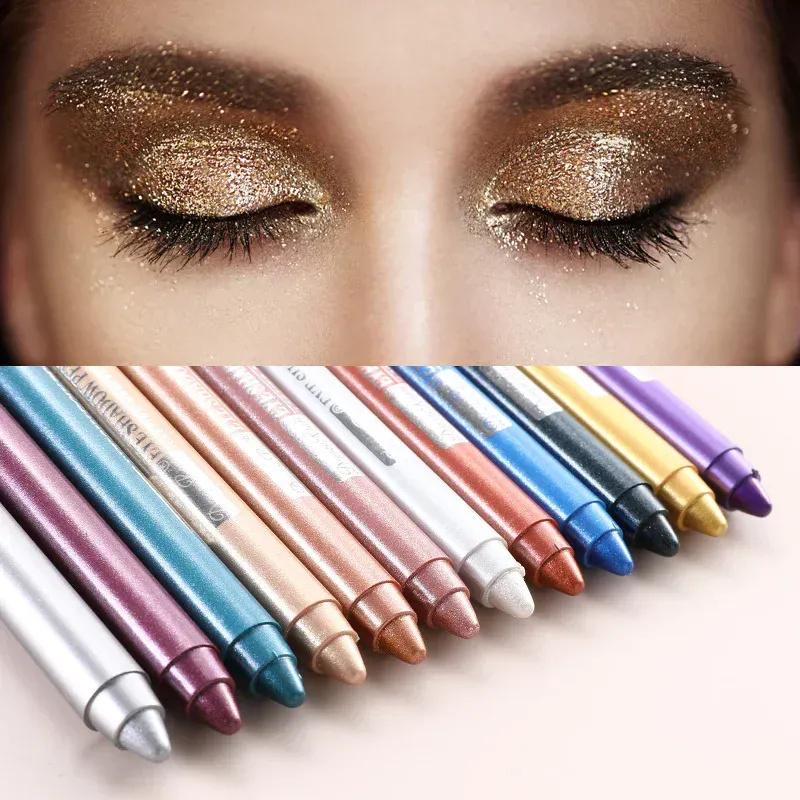 12Colors Glitter Eyeshadow Pen μακράς διαρκείας Matte Eye Shadow Palette Shiny highlighter Silver Purple Eyeliner Pencil Cosmetics