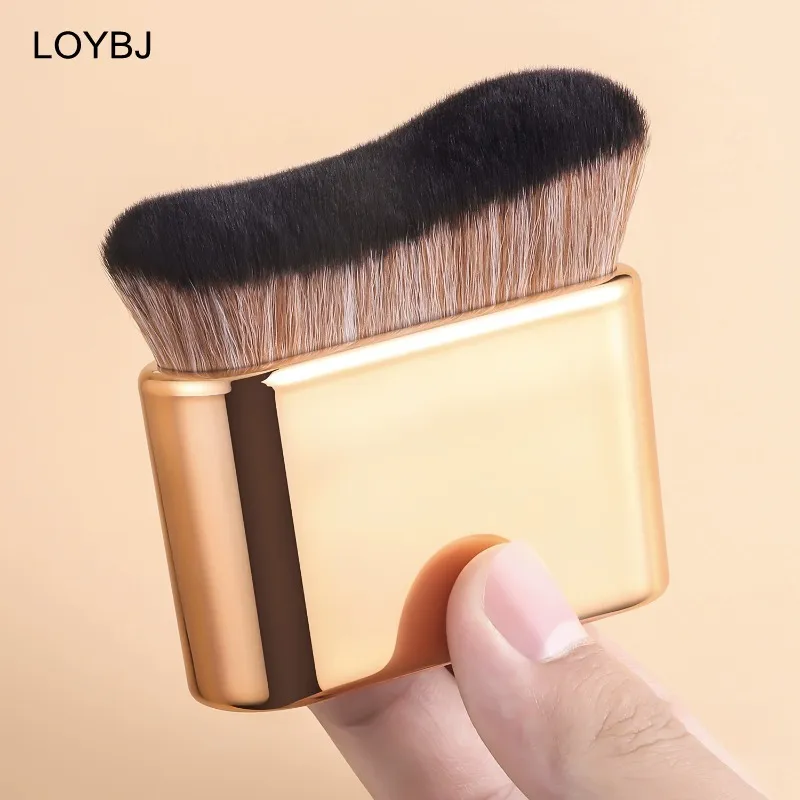 Pincel autobronzeador corporal dourado, pincéis macios de maquiagem portátil, escova autobronzeadora para base de pescoço, protetor solar, ferramentas aplicadoras de creme — image 2