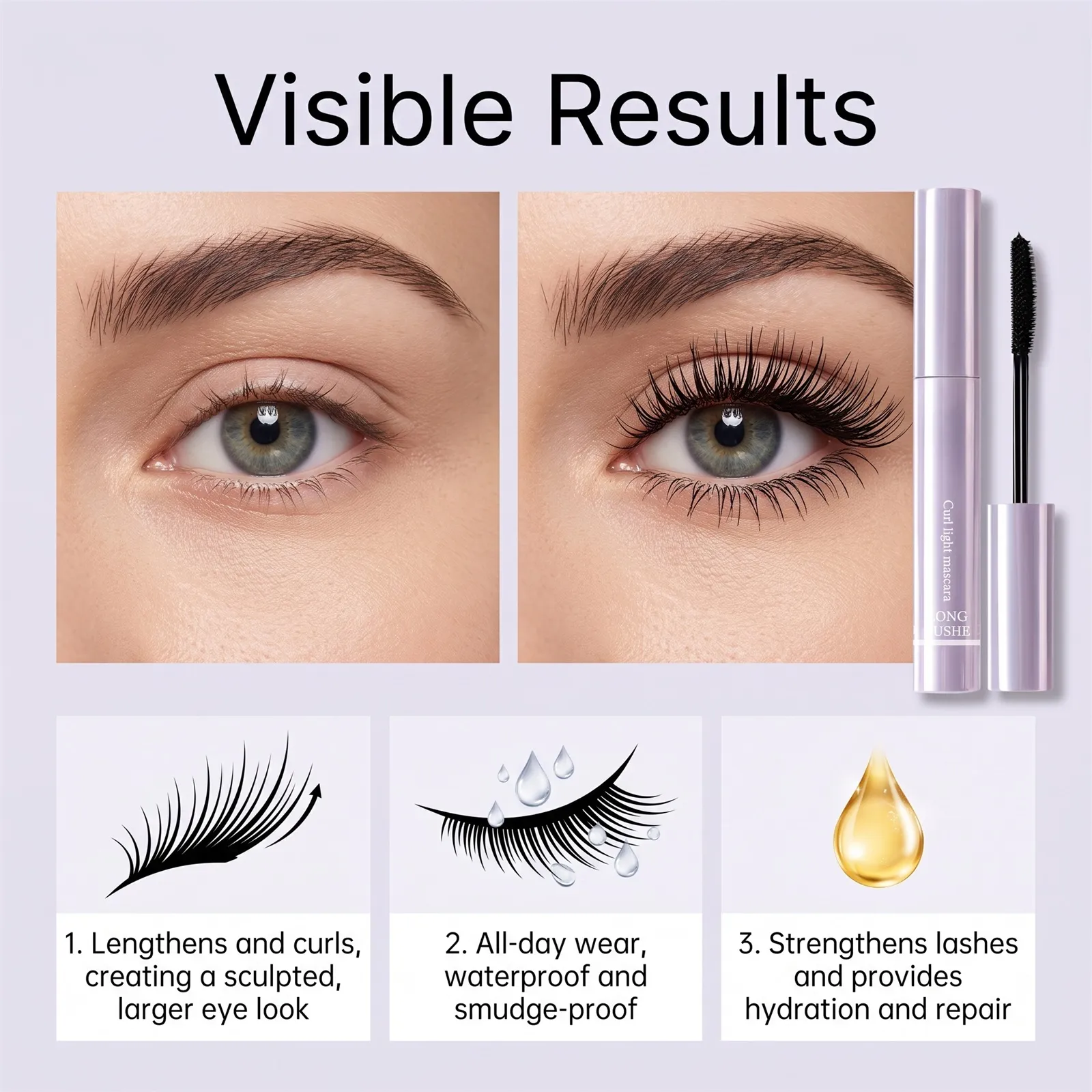Αδιάβροχη μάσκαρα 3D επιμήκυνσης Black Eyelash Extension Eye Lashs Brush Long-wearing Silk Mascara Volumizing Cosmetics Δώρο