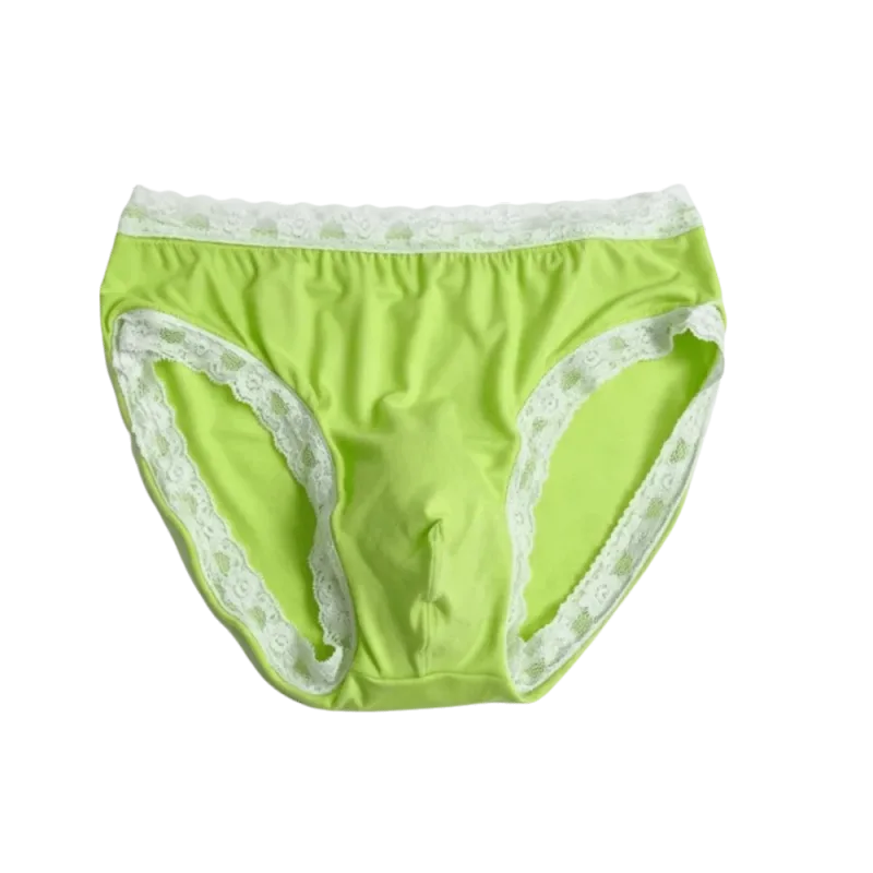 Breathable Ice Silk Men's Underwear Lingerie Low Waist Men's Lace Trim Briefs Panties U-Convex Pouch Brief Youth — image 22