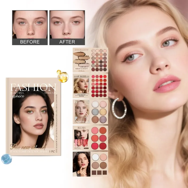 All In One Makeup Set Natural Pigment Eyeshadow Blush Contour Highlight Lip Gloss Full Face Cosmetic Kit Daily Party Beginner