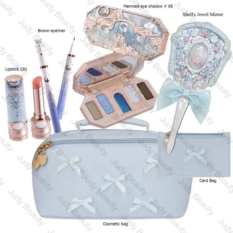 Makeup Flower Knows Set Shell Pearl Series Six Color Eyeshadow Palette Ανάγλυφο Blusher Shine Κιτ κραγιόν με τσάντα όλα μέσα