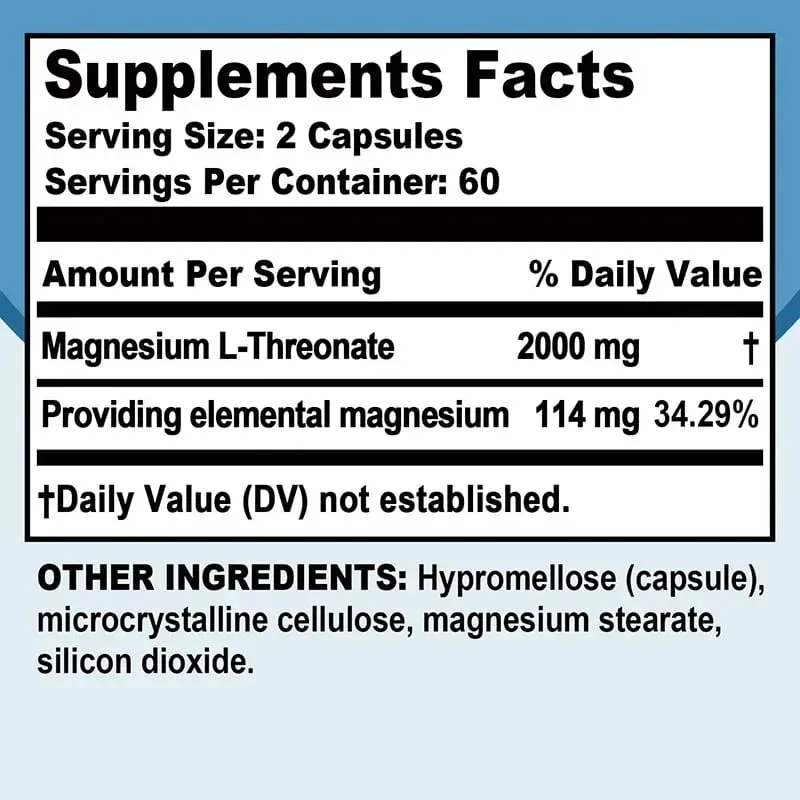 Magnesium L Threonate - Focus and Memory Enhancer Supports Nerve Function Muscle Strength Bone and Joint HealthSupplements