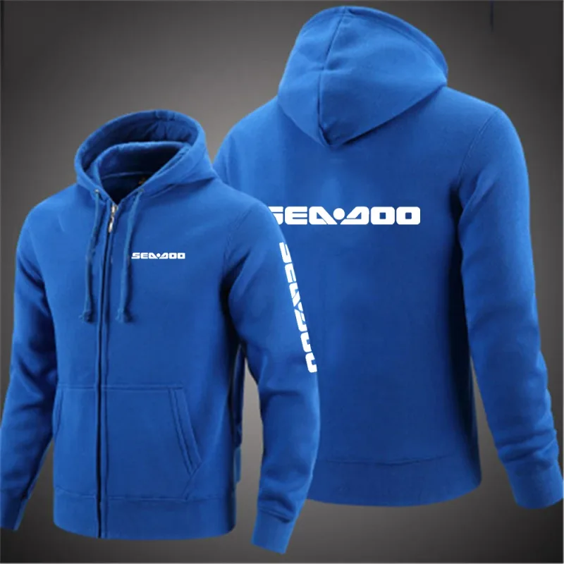 Sea Doo Seadoo Moto 2023 masculino novo mangas compridas algodão cor sólida zíper casais com capuz moletom personalizado tops elegantes