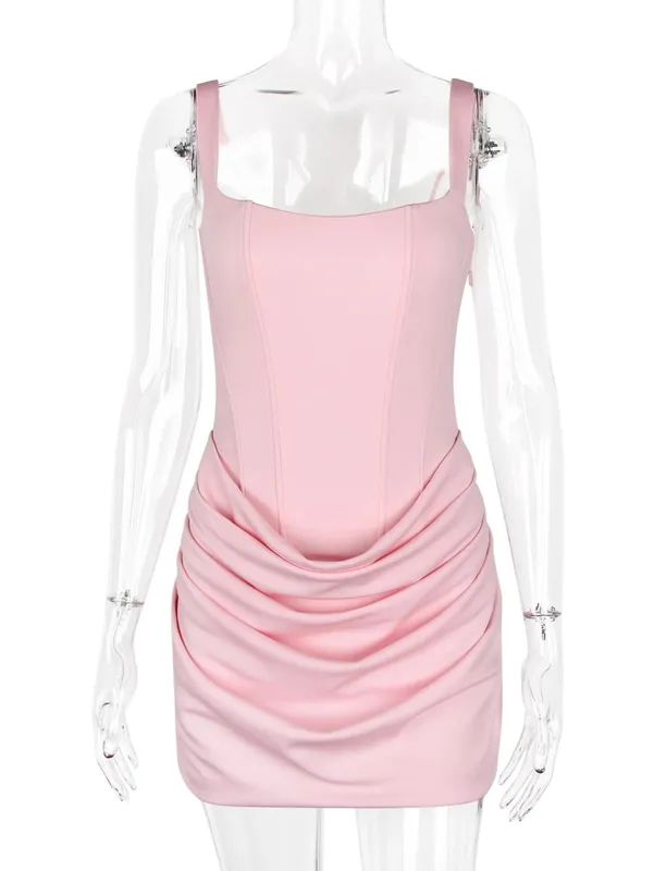 Sexy Backless Slip Folds White Summer Dress Women Elegant Birthday Party Dresses Woman Bodycon Evening Short Dresses Vestidos HL