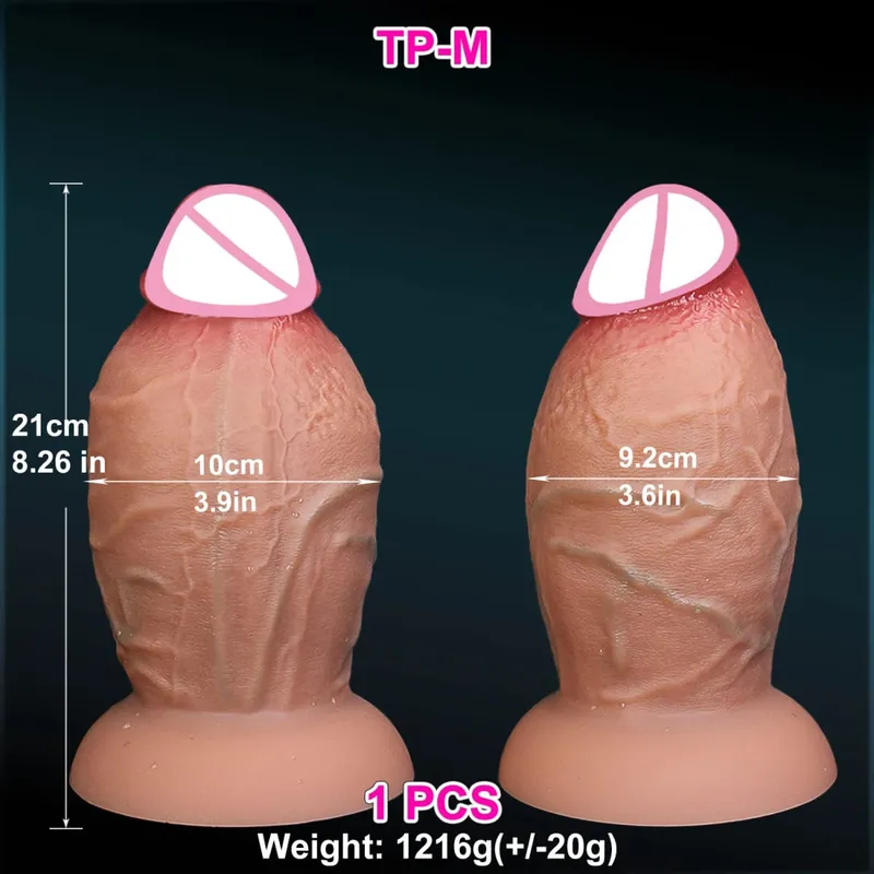 Ρεαλιστικό μαλακό καφέ χοντρό Dildo 3 μεγεθών Τεράστιο ψεύτικο πέος διπλό κόκορας σιλικόνης Γυναίκα Άνδρας Αυνανισμός Βεντούζα Παιχνίδια πρωκτικού σεξ