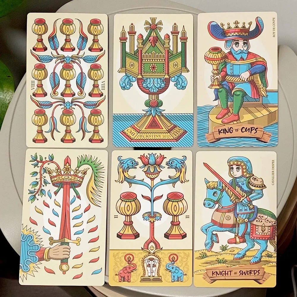 Petit De Marseilly Tarot Deck 78 τμχ Cute Chibi Marseille Tarot Card in Rigid Box 12*7cm Χάρτι με διπλό ανάγλυφο — image 6