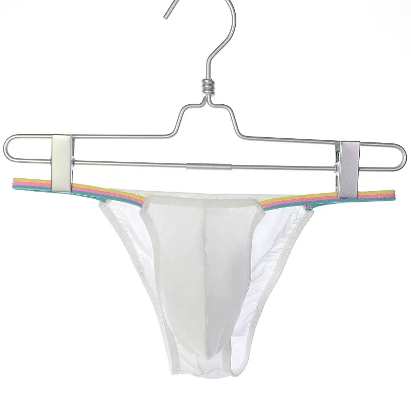 Men Low Waist Panties Bikini Underwear Ice Silk Wet Translucent U Convex Pouch Lingerie Underpants Thin High Fork String Homme — image 8