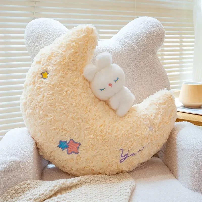 45 ס"מ כרית Kawaii ארנב קריקטורה כוכב ירח כרית כרית אושר יצירתי רך משפחה רך צעצוע קטיפה ספת עיצוב הבית כרית קטיפה