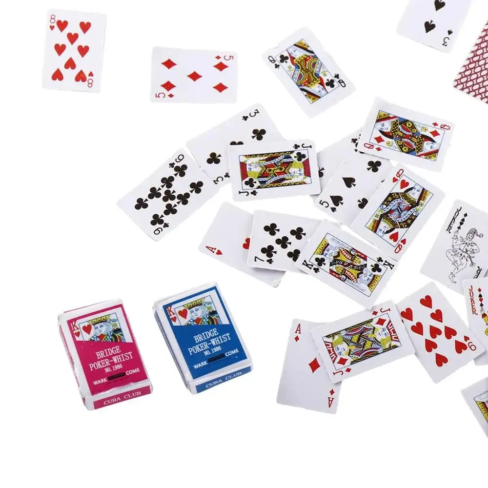 1:12 Dollhouse Accessories Mini Poker Cards Miniature Dollhouse Miniature Games Poker Mini Playing Cards Playing Poker Cards — image 4