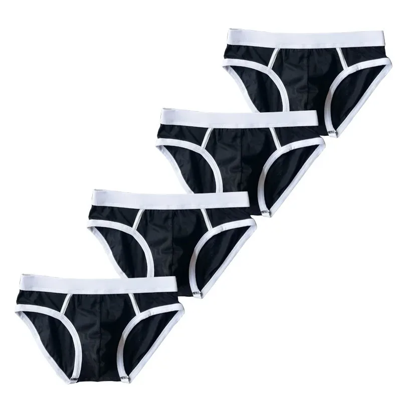4PCS Men Cottn Briefs Underwear Simple Breathable Low Waist Lingerie Underpants Male Homewear Trunks Calzoncillos — image 6