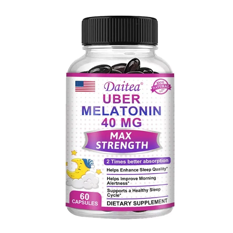 קפסולות Daitea Super Melatonin-40mg מכילות ויטמין C עוזרות לך להירדם מהר יותר להקל על נדודי שינה ולשפר את איכות השינה