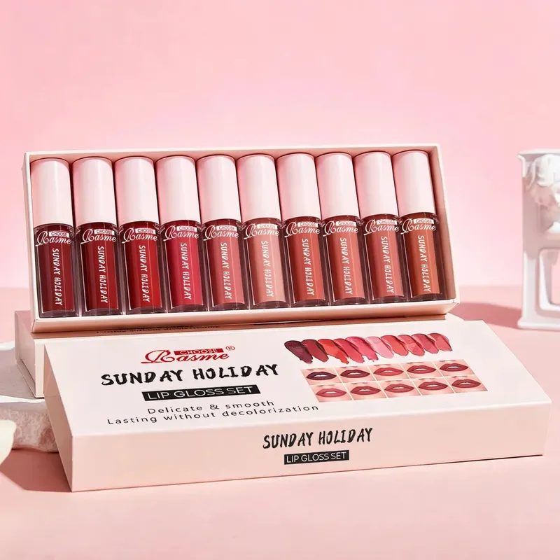 Σετ μακιγιάζ 10 χρωμάτων Mouth Red Lip Glaze Σετ δώρο για την Ημέρα του Αγίου Βαλεντίνου Εξαιρετικό πρακτικό φορητό σετ κραγιόν Lipgloss