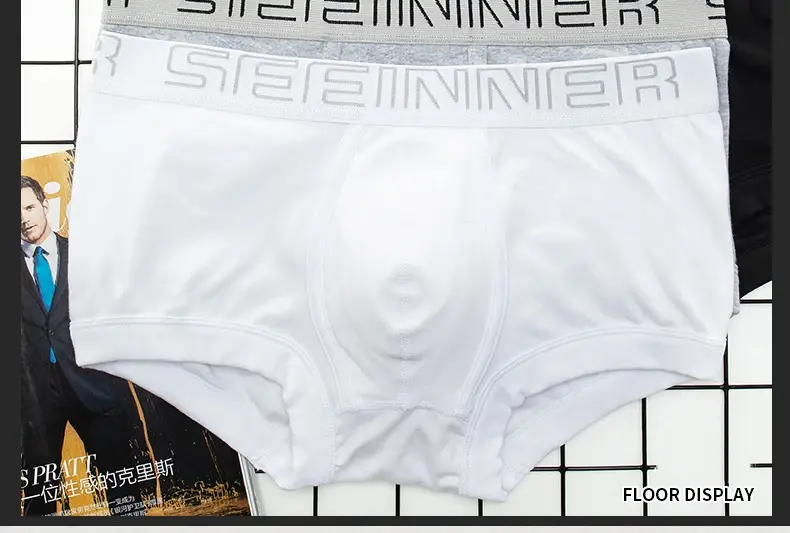 Seeinner Mens 복서 반바지 코튼 U 볼록한 주머니 속옷 부드럽고 편안한 속옷 Cueca Masculina M-XXL 블랙 화이트 그레이 — image 8