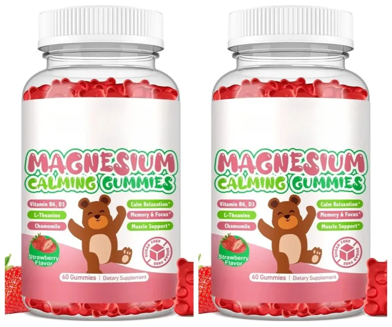 Magnesium Glycinate Gummies Strawberry Flavor with L-Theanine Vitamin B6/D3 Helps Reduce Stress and Support Muscle & Bone Health — image 8
